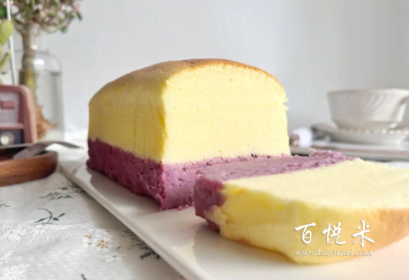 芋泥酸奶蛋糕,低脂甜品,好看又好吃,一看就心動